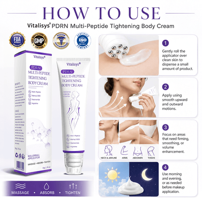 💎FDA Official: Vitalisys® PDRN Multi-Peptide Massaging Body Roller Cream- Anti-aging, Hydrating, Skin Firming & Lifting, Skin Repair, Even Tone, Acne and Dark Spot Treatment, Wart and Mole Removal, and Psoriasis Relief.