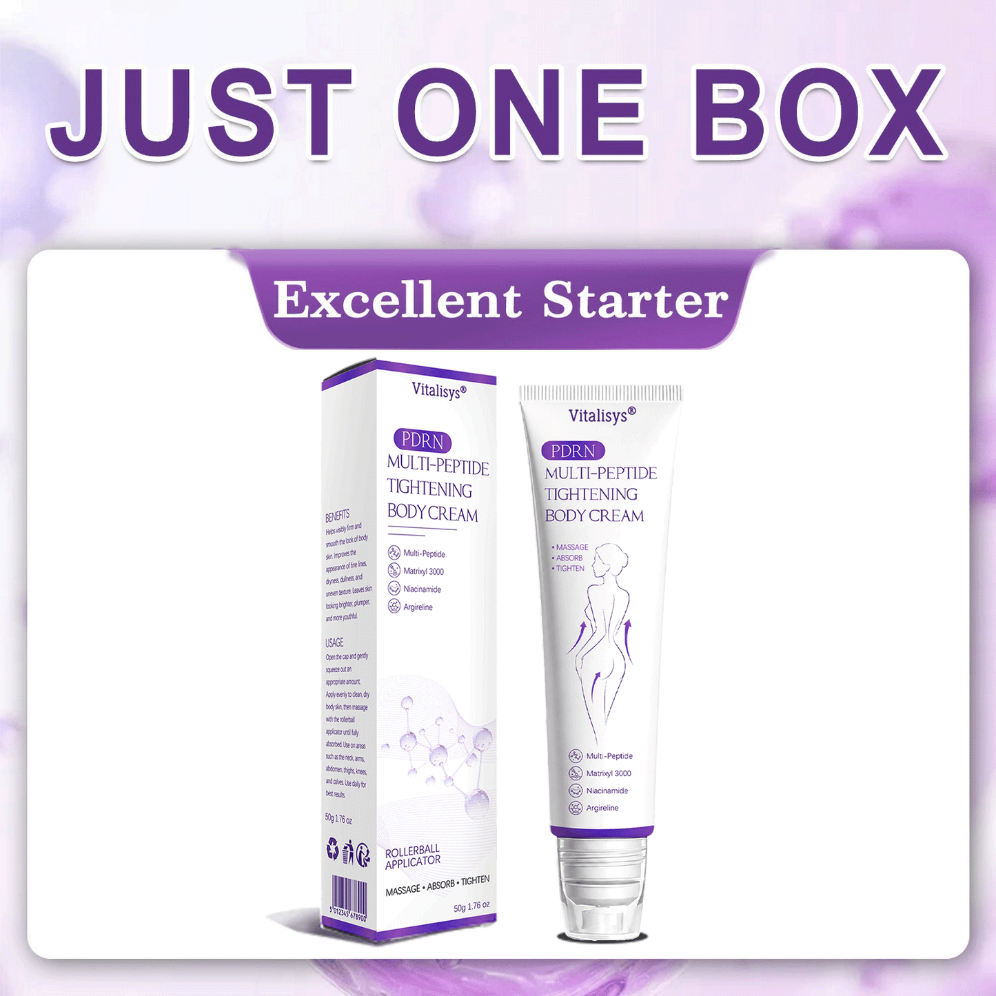 💎FDA Official: Vitalisys® PDRN Multi-Peptide Massaging Body Roller Cream- Anti-aging, Hydrating, Skin Firming & Lifting, Skin Repair, Even Tone, Acne and Dark Spot Treatment, Wart and Mole Removal, and Psoriasis Relief.